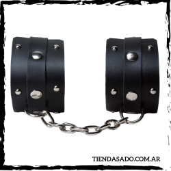 Esposas Regulables Cuero Genuino con Cadena