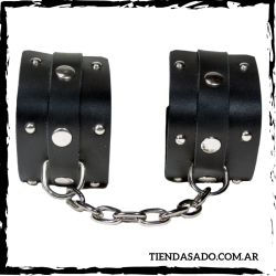 Esposas Regulables Cuero Genuino con Cadena