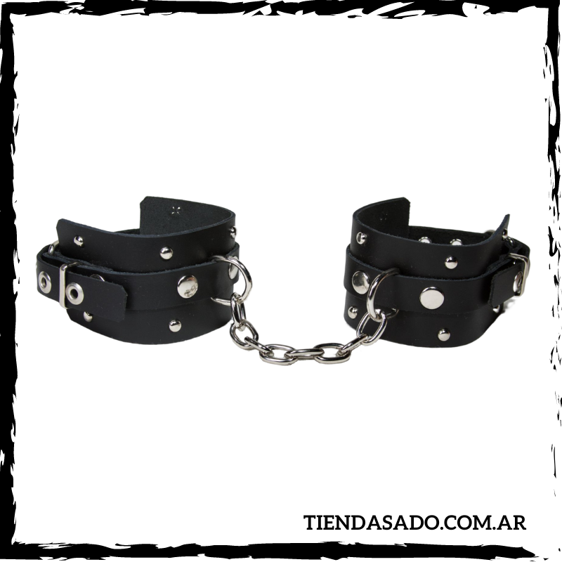 Esposas Regulables Cuero Genuino con Cadena