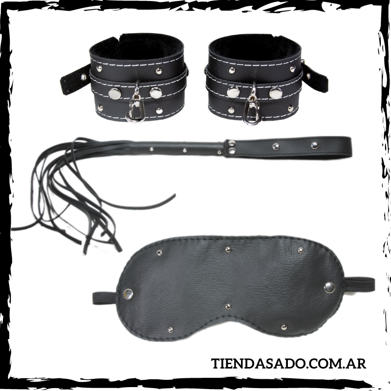 Kit Esposas, Antifaz y Látigo Kit Esposas, Antifaz y Látigo